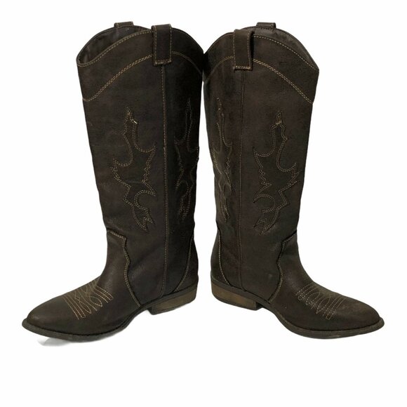 Rampage Shoes - Rampage Waylen Womens Size 6 M Faux Leather Brown Western 14” Tall Boots